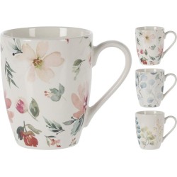 Tasse 350ml en porcelaine osseuse neuve Ø8x10cm à motif floral