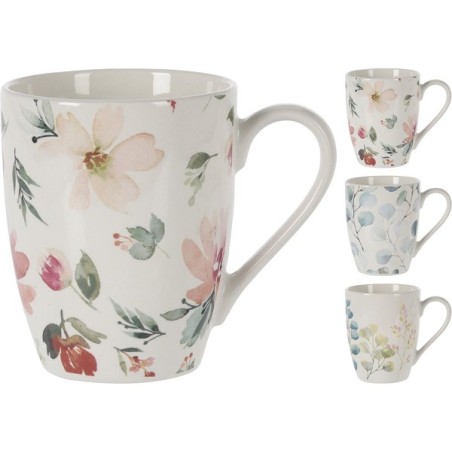Tasse 350ml en porcelaine osseuse neuve Ø8x10cm à motif floral