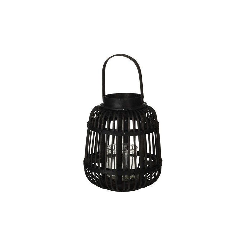 Lanterne bambou 19x24cm noir