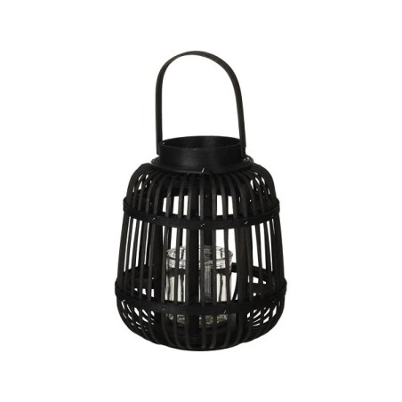 Lanterne bambou 19x24cm noir