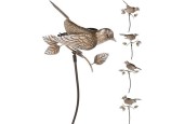 Piquet de jardin oiseau sur bâton couleur bronze