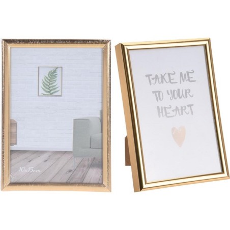 Cadre photo 10x15cm plastique doré