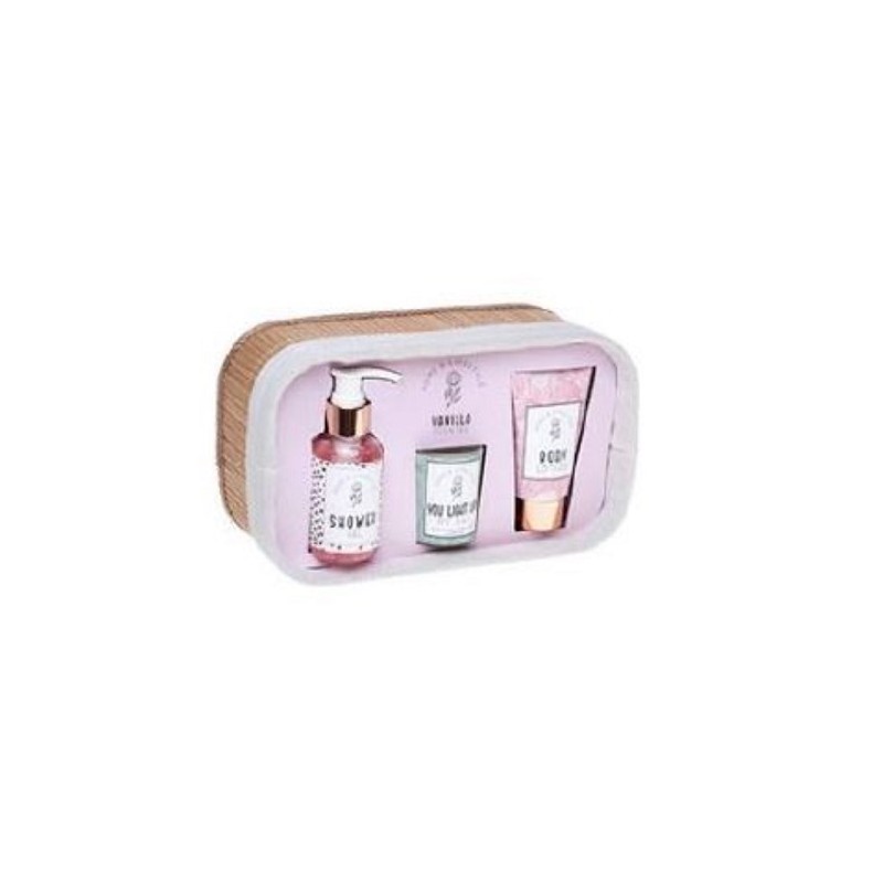 Coffret de bain dans un panier en bambou