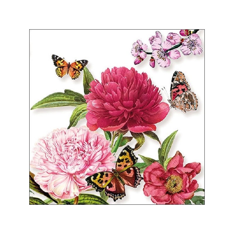 Ambiente Servetten 33x33cm Peonien White 20 stuks