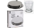 Sous-verres en acier inoxydable 8,5 cm lot de 6 pièces en support