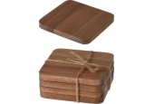 Set de dessous de verre en bois d'acacia 4 pièces 10x10cm