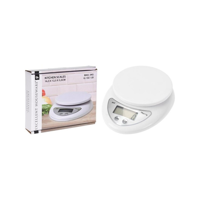 Excellent Houseware Balance de cuisine en plastique blanc