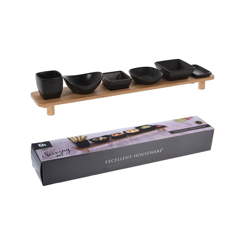 Service sur plateau en bambou