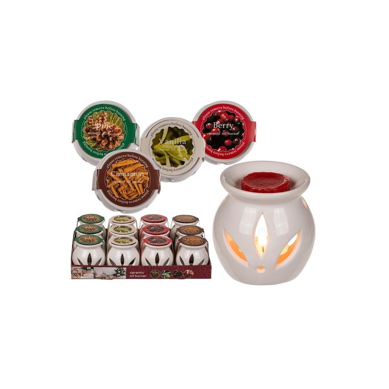 Brûleur cire parfumée porcelaine 7x8cm avec cire parfumée