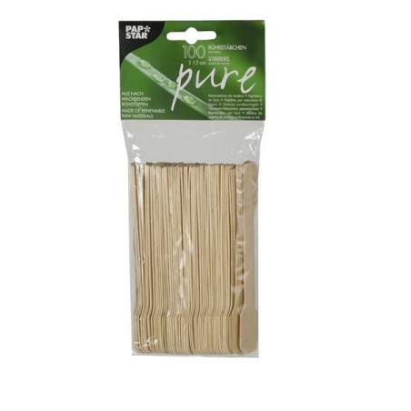 Papstar 100 Bâtonnets à mélanger en bois "pur" 13cm