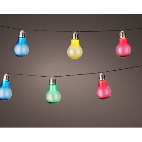 Lumineo LED Solar Stringlights Kunststof 10 Lampen Multikleur Lengte 450cm.