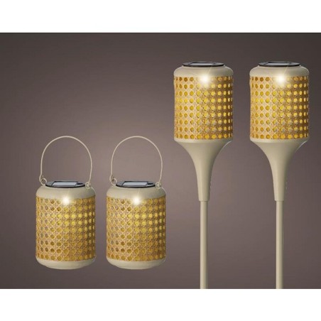 Lampe solaire LED Ø10,5-H80cm métal Blanc chaud