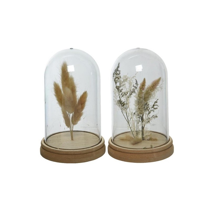 Decoris stolp glas Ø12-H19cm  met droogbloemen