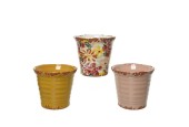 Decoris Planter terracotta Ø14-H13.5cm in 3 verschillende vrolijke kleuren
