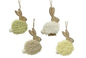 Decoris Hanger Konijn mdf met wol L0.6-W8.5-H12cm