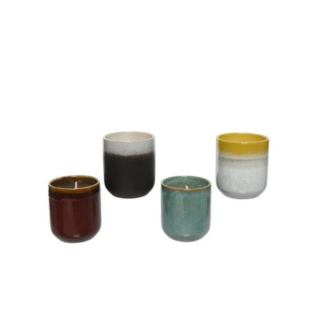 Decoris Citronella kaars in pot keramiek  Ø7-H7.8cm