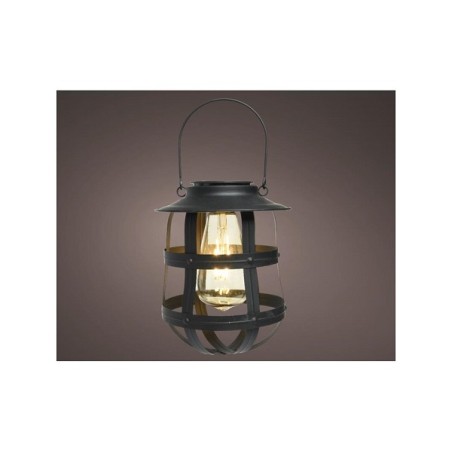 Lumineo LED Solar Hang Lantaarn Ø15-H19cm Metaal Zwart Heeft 6 Branduren En