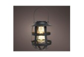 Lumineo LED Solar Hang Lantaarn Ø15-H19cm Metaal Zwart Heeft 6 Branduren En