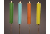 Bougie solaire LED bougie de jardin Ø4-H90cm colorée avec minuterie 6 heures