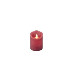 Bougie en cire ondulante LED - couleur rose - Ø7,5-H10cm - la flamme va et vient - avec minuterie de 6 heures (sauf 2x AA)