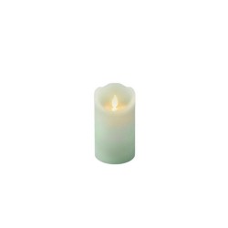 Bougie en cire ondulante LED - couleur vert menthe - Ø7,5-H12,5cm - la flamme va et vient - avec minuterie de 6 heures (sauf 2x 