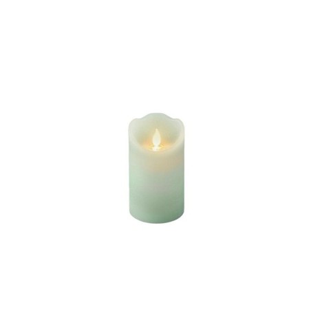 Bougie en cire ondulante LED - couleur vert menthe - Ø7,5-H12,5cm - la flamme va et vient - avec minuterie de 6 heures (sauf 2x 