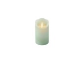 Bougie en cire ondulante LED - couleur vert menthe - Ø7,5-H12,5cm - la flamme va et vient - avec minuterie de 6 heures (sauf 2x 