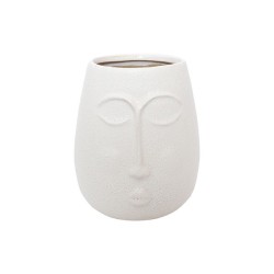 Vase visage blanc Birlik 22cm en céramique