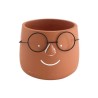 Dijk Natural Collections Pot de fleur avec visage et verres ciment 13x12,5x10cm marron