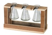 Dijk Natural Collections Vases 3 pièces sur support en bois 29,5x7,5x17cm verre et bois