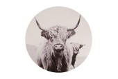 Dijk Natural Collections Décoration murale Highlander écossais mdf Ø58x2,5cm noir et blanc