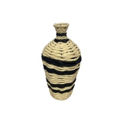Dijk Natural Collections Vase Corde en papier 18x18x37cm noir et blanc
