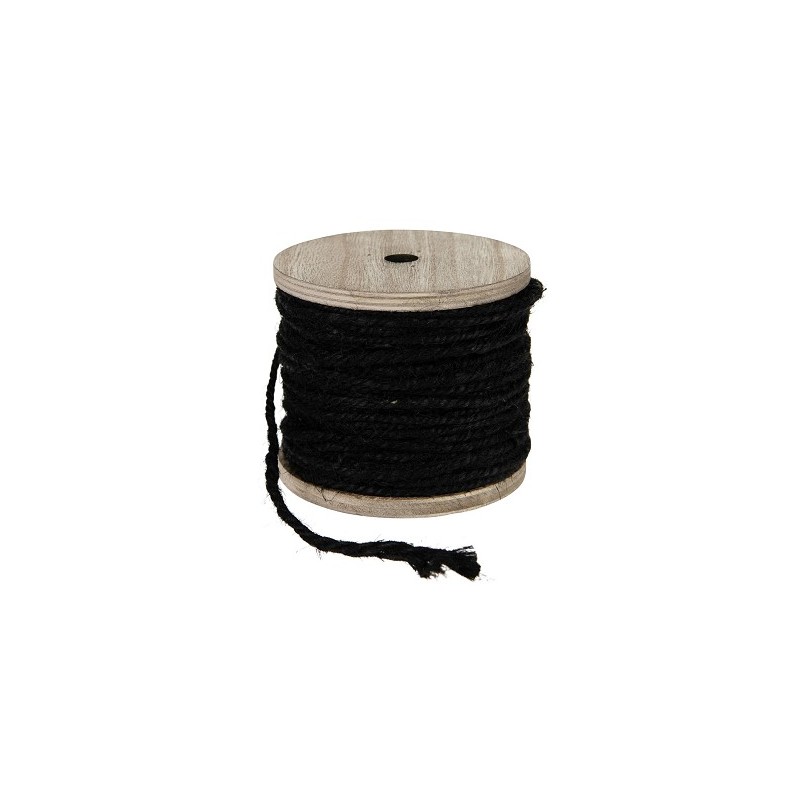 Dijk Natural Collections jute touw 130gr op houten spoel zwart