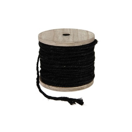 Dijk Natural Collections jute touw 130gr op houten spoel zwart