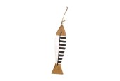 Dijk Natural Collections Hanger vis hout met zwart witte strepen 40x9x3cm