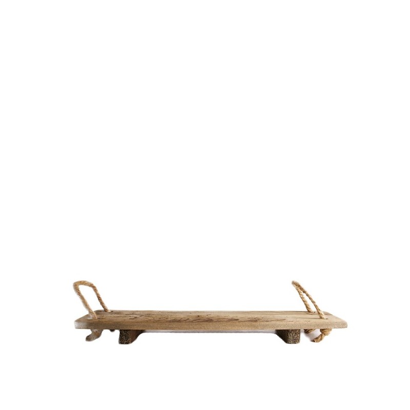 Plateau déco Dijk Natural Collections avec poignées en corde 77x18x5cm