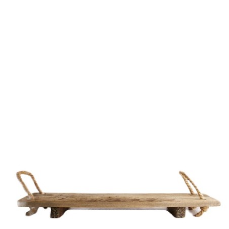 Plateau déco Dijk Natural Collections avec poignées en corde 77x18x5cm