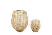 Dijk Natural Collections Lantaarn rattan Ø32x39cm set van 2 white wash