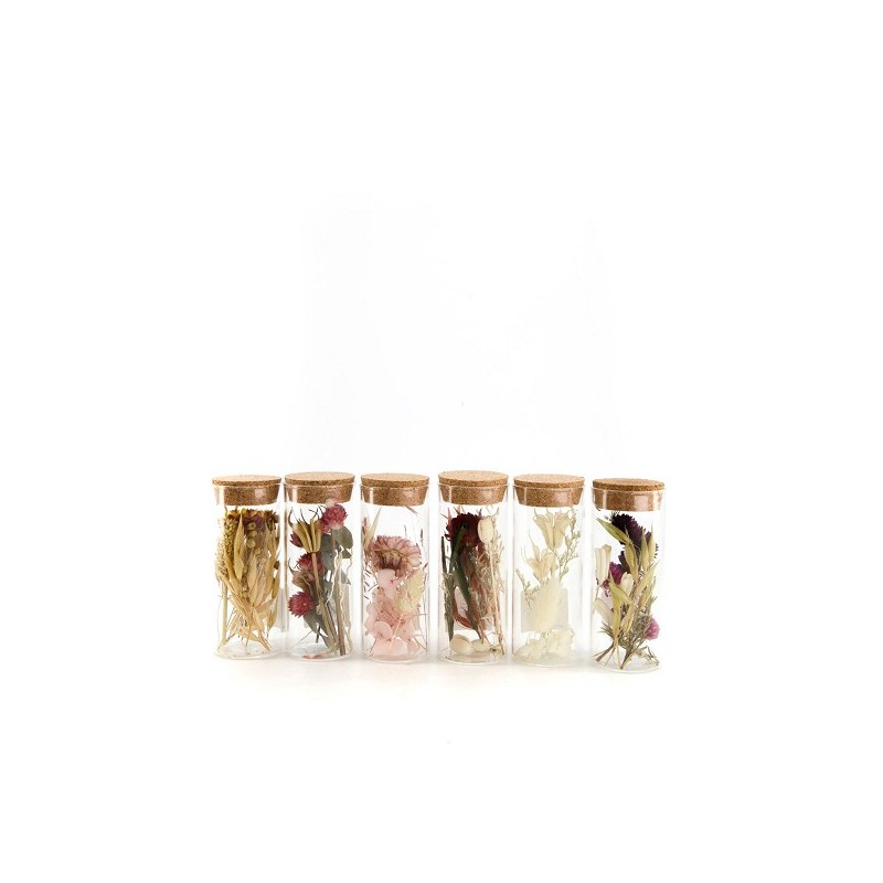 Dijk Natural Collections Pot van glas met droogbloemen Ø5x12.5cm