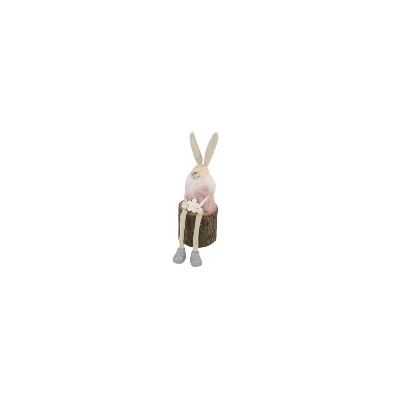 Déco lapin pelucheux assis Ø7xh19,5cm