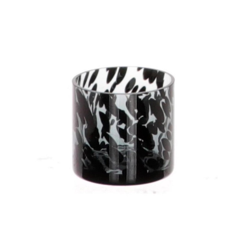 Theelichthouder Panter glas Ø8xh8cm grijs