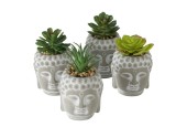 Boltze Home Plante artificielle dans un pot en pierre Bouddha Ø8x13cm