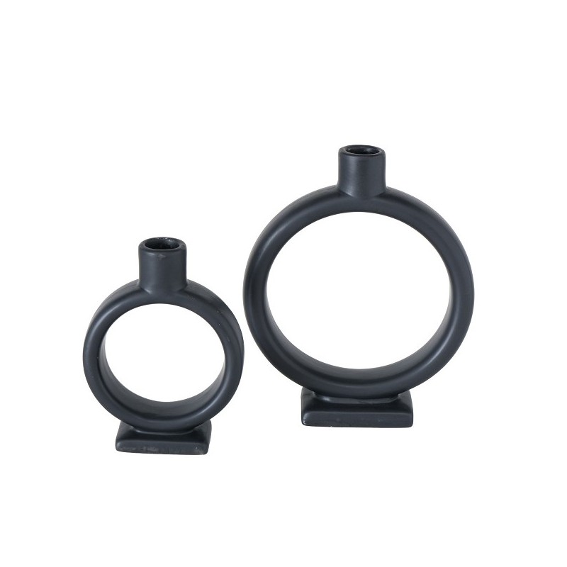 Boltze Home Kandelaar Valongo 2-delige set 11xh14/16xh19cm zwart