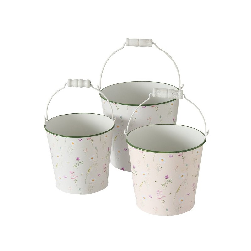 Boltze Home Seau Daysa set 3 pièces h12/13/14cm blanc