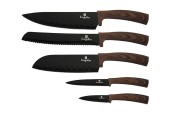 Ensemble de couteaux 5 pièces en acier inoxydable aspect bois avec revêtement en marbre.