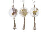 Suspension Boltze Home Deco Larita en verre avec fleurs séchées Ø9xh33cm
