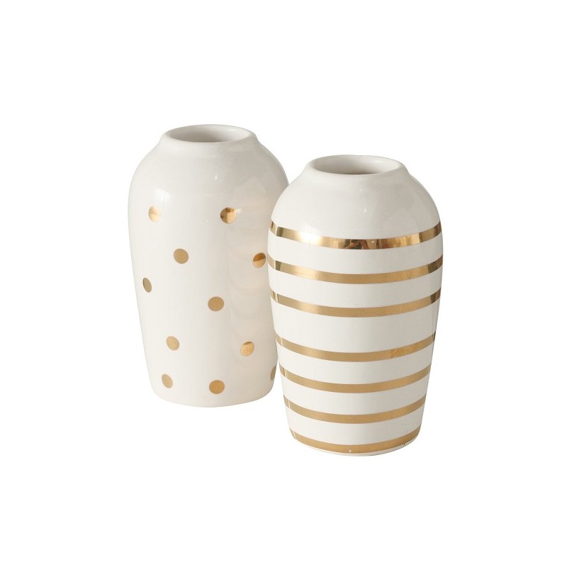 Boltze Home Vase Beguna faïence Ø6xh9cm blanc-or