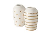 Boltze Home Vase Beguna faïence Ø6xh9cm blanc-or