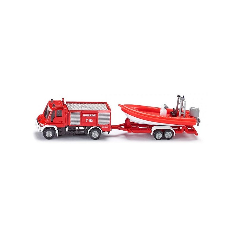 Siku 1636 Unimog brandweer met boot 167x29x42mm