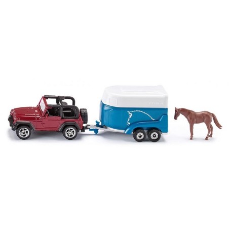 Siku 1651 Jeep met paardentrailer en paard 146x38x42mm